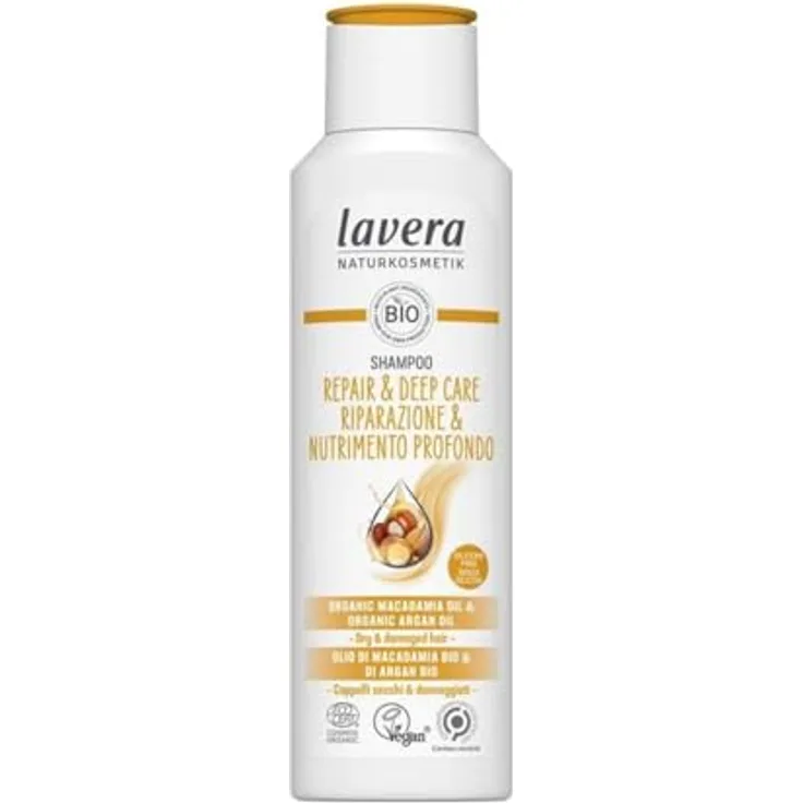 Lavera Organic Repair & Deep Care Shampoo, 250ml für trockenes Haar, geeignet für alle Haarfarben
