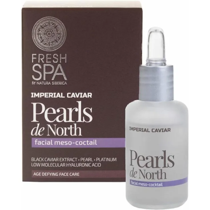 Natura Siberica Pearls De North Facial Meso Cocktail, 30 ml - Revitalisierende Gesichtsampulle mit natürlichen Inhaltsstoffen aus Sibirien