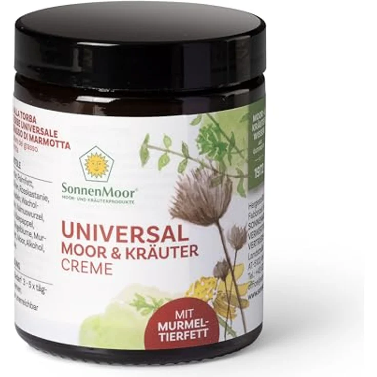 SonnenMoor Moor- und Kräutercreme mit Murmeltierfett 140g - natürliche Murmeltiersalbe, wohltuende Einreibung für Rücken und Gelenke – Bild 1