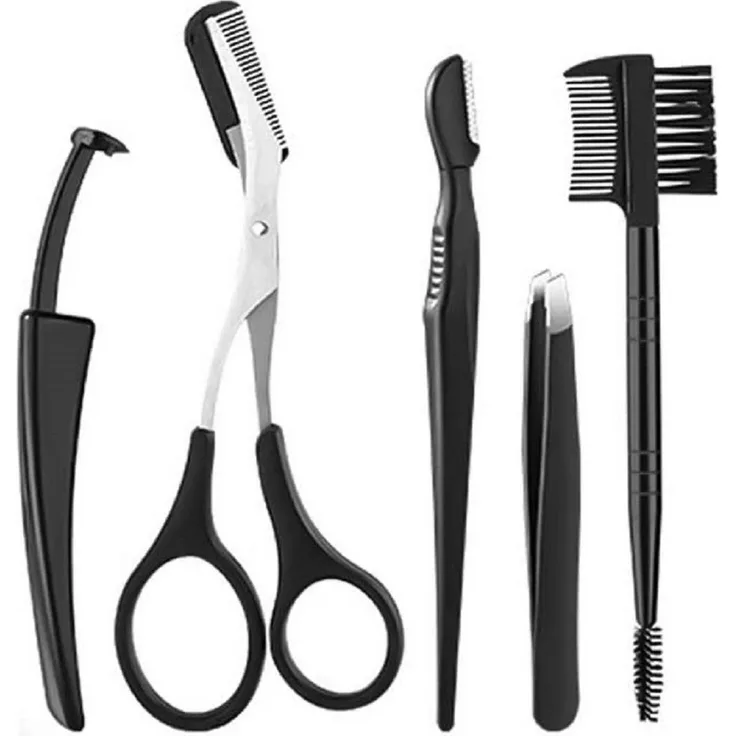 COOL-i ® Augenbrauenpinzette Set, 5 Stück Edelstahl-Pinzetten für präzise Augenbrauenpflege