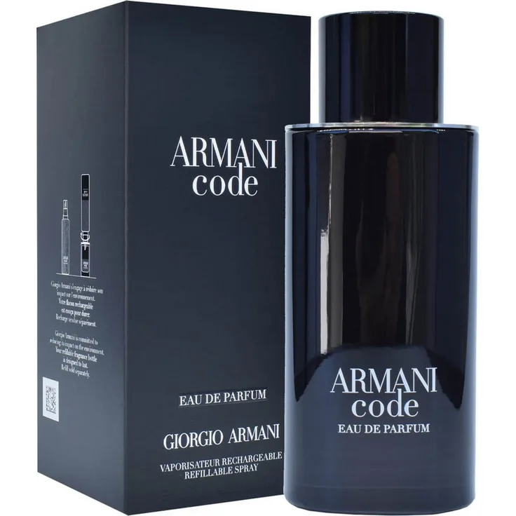 Giorgio Armani Code Homme Refillable, Eau de Parfum für Männer, 125 ml mit holzigem Duft