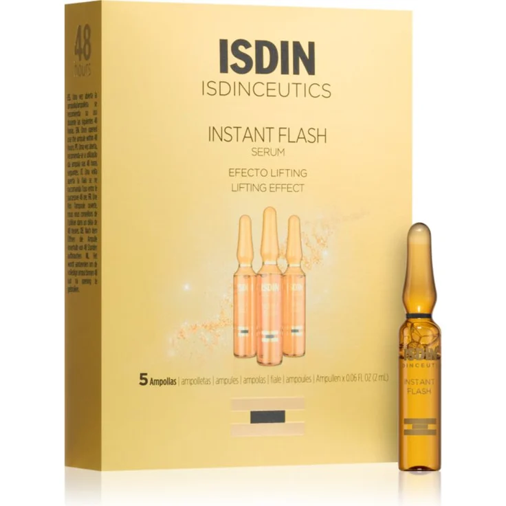 ISDIN Isdinceutics Instant Flash, festigendes Gesichtsserum mit Lifting-Effekt, 5x2 ml, ölfrei