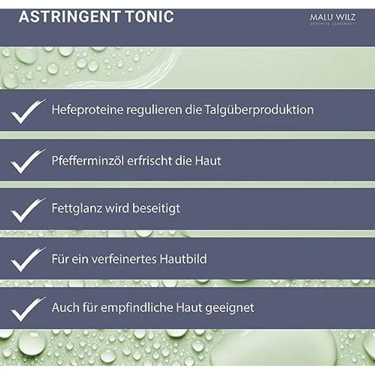 Malu Wilz Astringent Tonic 200 ml I Gesichtswasser mit Hefeproteinen & erfrischendem Pfefferminzöl I Skincare After Shave I Ohne Alkohol I Vegan – Bild 4