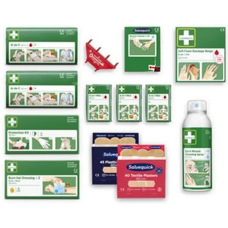 Cederroth Erste Hilfe Set Nachfüllpaket, 2x 4-in-1 Blutstiller, Pflasterspender, Wundreiniger, Burn Gel Dressing, beige – Bild 2