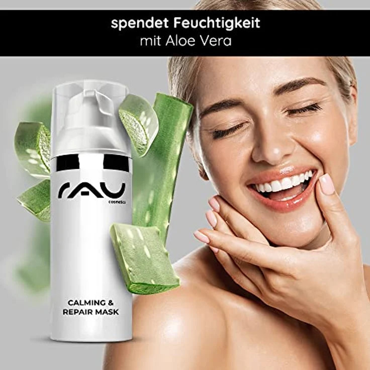 RAU Cosmetics Gesichtsmaske für trockene Haut Calming & Repair Mask 50 ml - Hautmaske - Rückfettend, reizlindernd, beruhigend mit Urea, Aloe Vera, Panthenol - Gesichtsmaske Kosmetik Herren Frauen – Bild 2