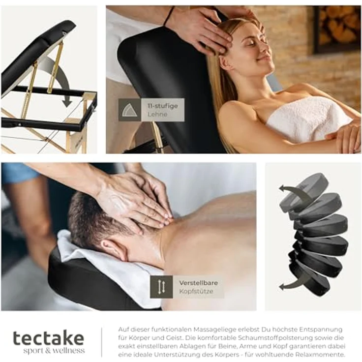 TecTake Massageliege Massagestuhl, 3 Zonen Massageliege – Bild 8