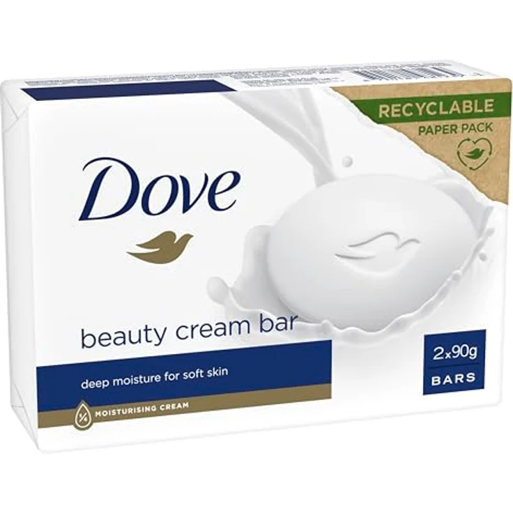 Dove Original Reinigungstablette, 1/4 Feuchtigkeitscreme, 2 x 90 g – für weiche Haut, ideal für Gesicht und Hände – Bild 1