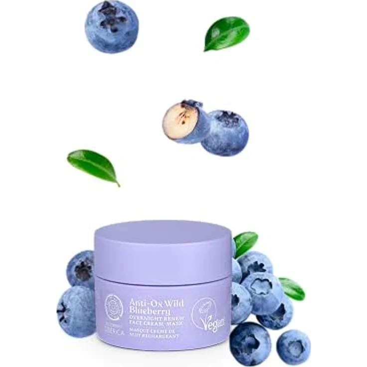 Natura Siberica Anti-Ox Wild Blueberry, erneuernde Nacht-Creme-Maske für Damen, 50 ml, vegan, verbessert das Hautbild, seidenweich – Bild 4