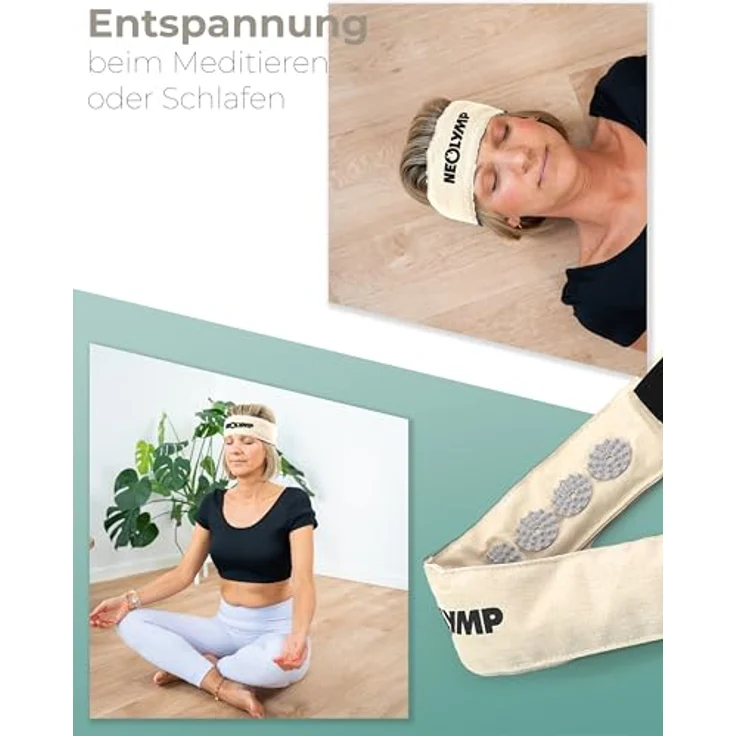 NEOLYMP Akupressur Stirnband, verstellbar für Kopf- und Kiefermassage, fördert die Durchblutung, Schwarz – Bild 6