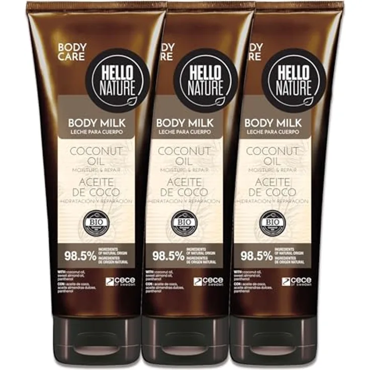 P-Beauty Naturkosmetik Body Milk Lotion mit BIO Kokosöl, Feuchtigkeitspflege für sehr trockene Haut, vegane Hautpflege ohne Silikone & Parabene (3x250ml)
