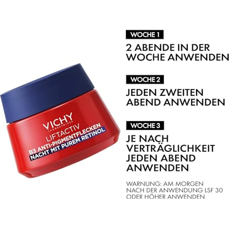 VICHY Liftactiv B3 Anti-Pigmentflecken Retinol Nachtcreme, Regenerierend und straffend, mit Vitamin B3 und purem Retinol, 50 ml – Bild 4