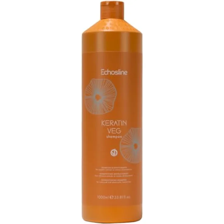 Echos ECHOSLINE Keratin Veg Restructuring Shampoo - Restrukturierendes Shampoo für gefärbtes und chemisch behandeltes Haar, 1000 ml