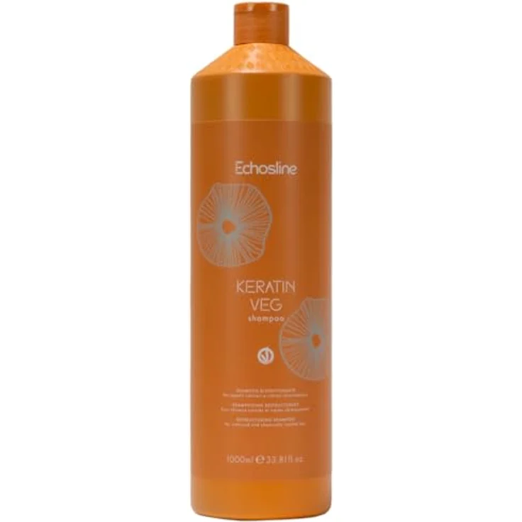 Echos ECHOSLINE Keratin Veg Restructuring Shampoo - Restrukturierendes Shampoo für gefärbtes und chemisch behandeltes Haar, 1000 ml – Bild 1