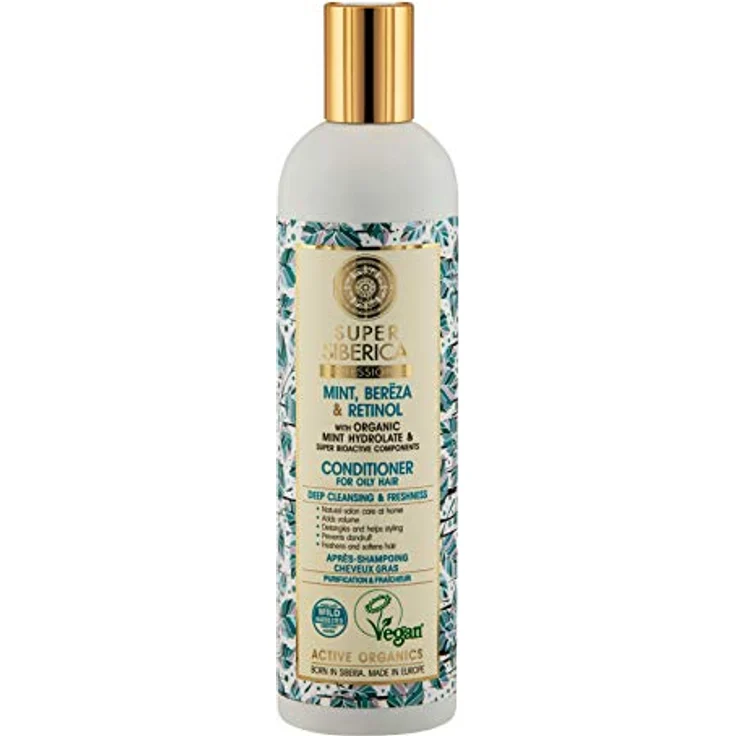 Natura Siberica Super Mint Bereza & Retinol Natural Conditioner 400 ml, Conditioner for Oily Hair, 400 ml