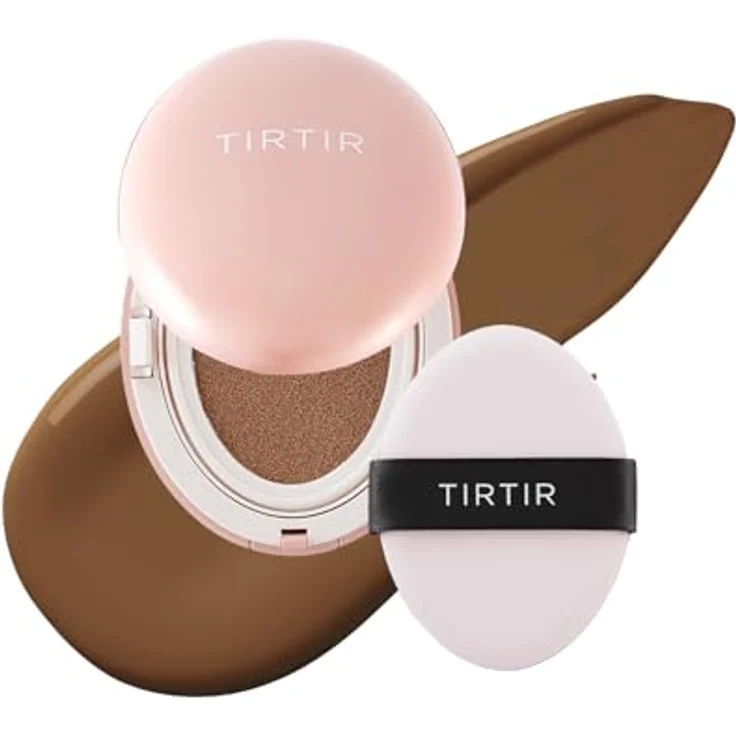 TIRTIR Mask Fit Aura Cushion Mini, mattierendes Make-up im Schwämmchen, 4.5 g, Farbton 43N Deep Cocoa, mit ausgezeichneter Abdeckung und feuchtigkeitsspendender Formel – Bild 1
