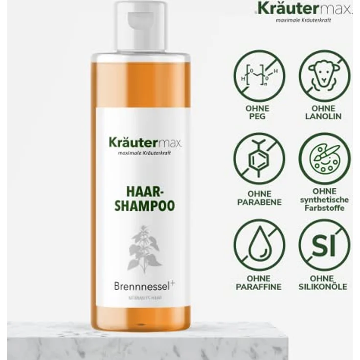 Kräutermax Brennnessel Shampoo Seife Pflegeshampoo mit Brennnesselextrakt 1 x 250 ml, natürlicher Schutz und Pflege für gesundes Haar – Bild 2