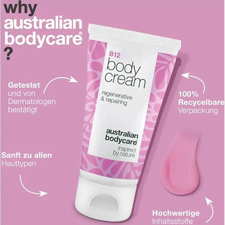 Australian Bodycare Vitamin B12 Body Cream, feuchtigkeitsspendende Pflege für trockene & empfindliche Haut mit Ectoin & Allantoin – Bild 4