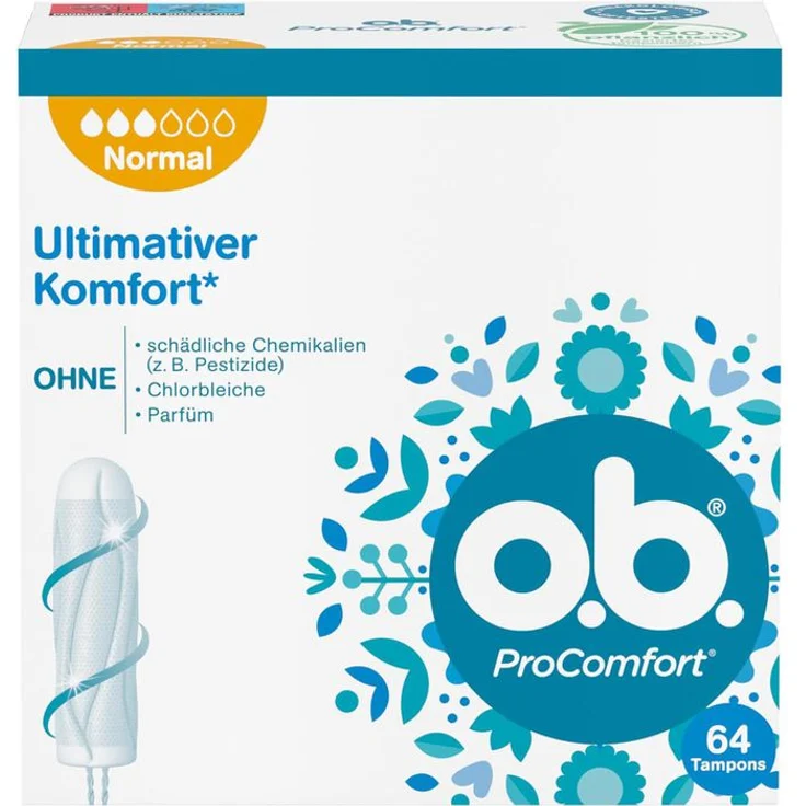 o.b. Tampon ProComfort Normal, 64 Stück, ultimativer Komfort und zuverlässiger Schutz – Bild 1