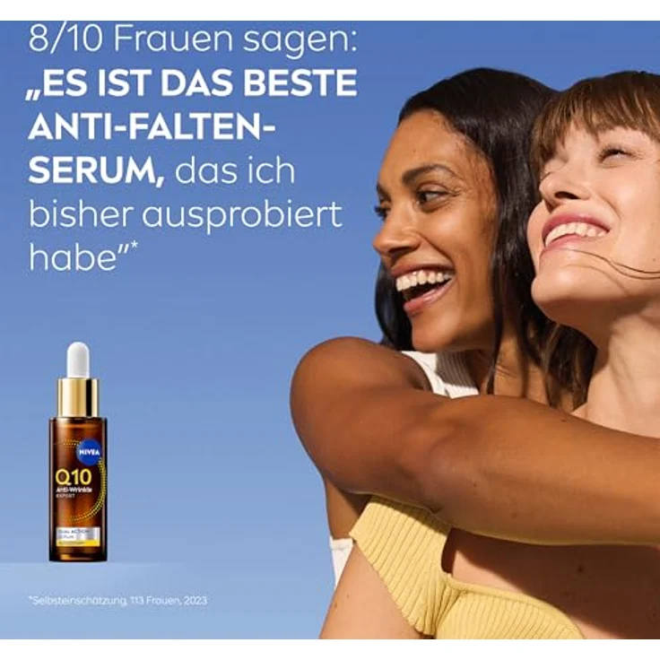 NIVEA Q10 Anti-Falten EXPERTE Dual Action Serum 30ml mit innovativer Anti-Glykationstechnologie und GLYCOSTOP® zur Faltenmilderung und -vorbeugung – Bild 4