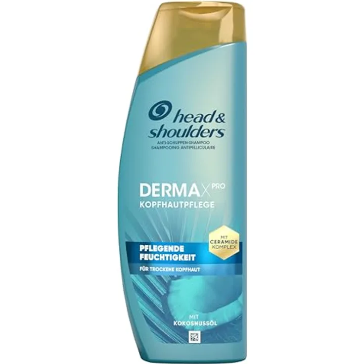 Head & Shoulders DermaXPro Pflegende Feuchtigkeit Anti-Schuppen-Shampoo 400ml mit Kokosöl und Ceramide-Komplex; 72H Feuchtigkeit für Trockene Kopfhaut, Marke - Head & Shoulders