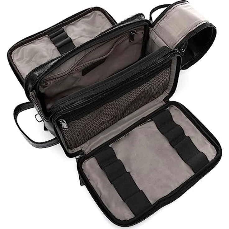 SID & VAIN Kulturtasche Louis Herren echt Leder schwarz handgefertigt - Premium Kulturbeutel mit elegantem Anilin-Leder und durchdachtem Design – Bild 4