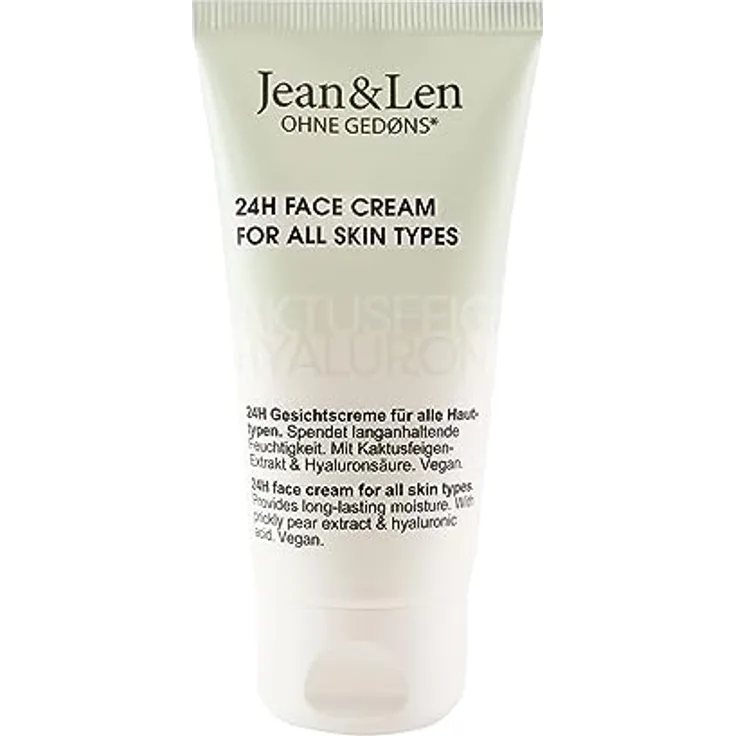 Jean & Len Feuchtigkeitsspendende Gesichtscreme Kaktusfeige & Hyaluron, reduziert Spannungsgefühle & Trockenheitsfältchen, für alle Hauttypen, ohne Parabene & Silikone, vegan, 50 ml