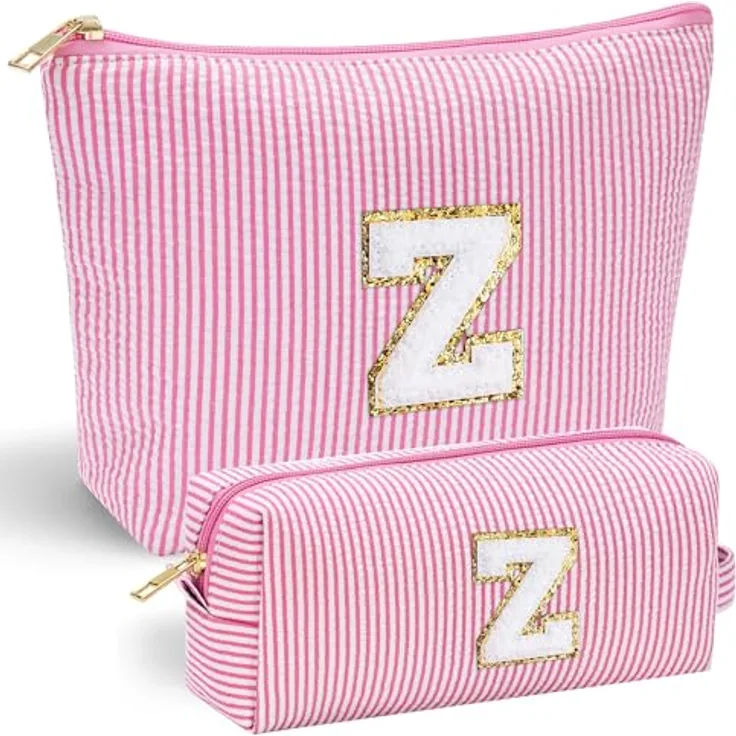 Parima Rosa Kosmetiktasche, personalisierte Reise Make-up Tasche mit Buchstaben Z, 2 Fächer, praktische Größe 28 x 19 x 8,5 cm, Geschenk für Mädchen 7-18 Jahre