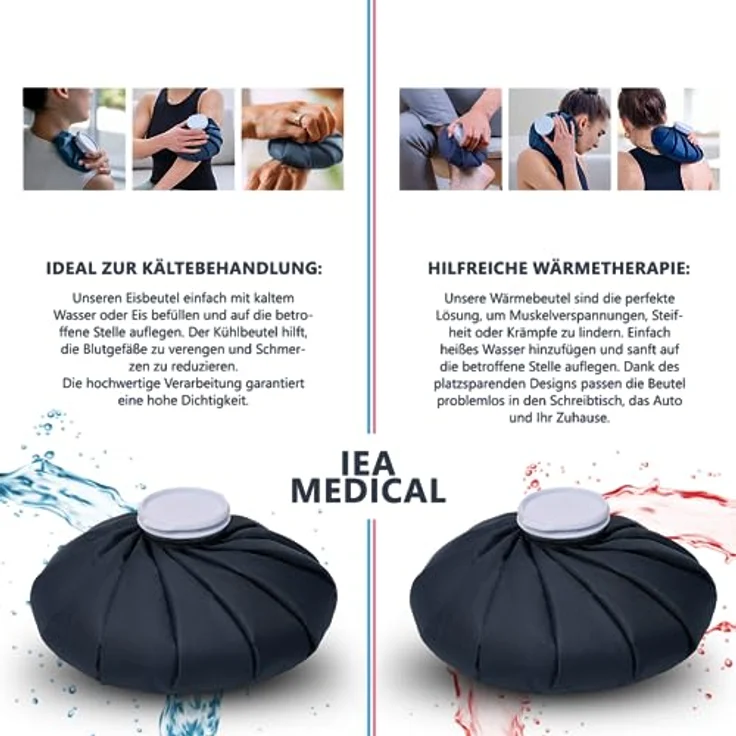 IEA Medical Wärme- & Eisbeutel 28 cm – wiederverwendbar, flexibel, für Kälte- & Wärmetherapie, ideal bei Schmerzen, Blau – Bild 4
