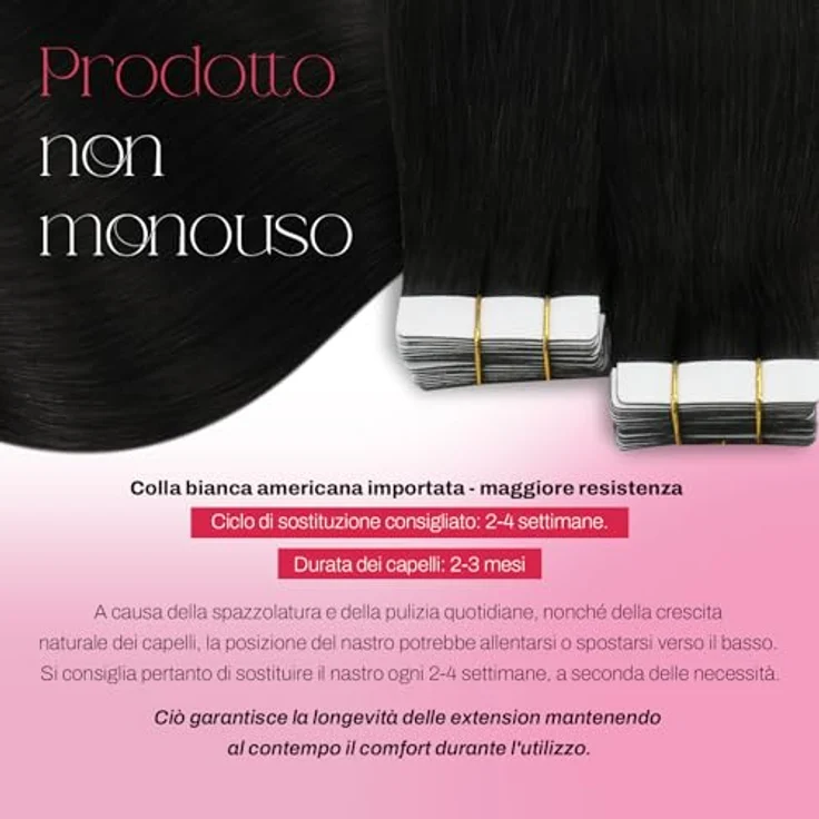 Moresoo Tape Extensions Echthaar Schwarz, Nahtlose Remy Haarverlängerungen, 35 cm, Seidenglatt, 20 Stück, 40g, #1B 14 Zoll – Bild 3