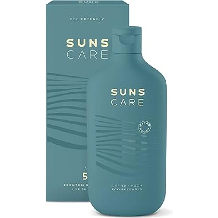 SUNS FIFTY WATERPROOF | Premium Sonnencreme LSF 50 | wasserfest | vegan | ohne Mikroplastik | Sport-Sonnencreme | Gesicht und Körper | nicht fettend | 180ml (Blue Lagoon) – Bild 2