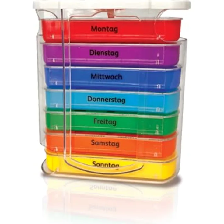 IEA Medical Tablettenbox 7 Tage – Pillendose mit 4 Fächern täglich (morgens bis nachts), transparent, ideal zur Medikamentenorganisation