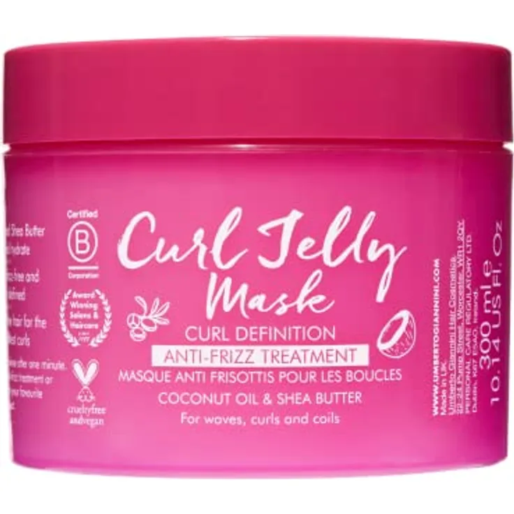 Umberto Giannini Curl Jelly Mask, 300 ml, tiefenwirksame Anti-Frizz-Behandlung für lockiges und krauses Haar, 1 Stück