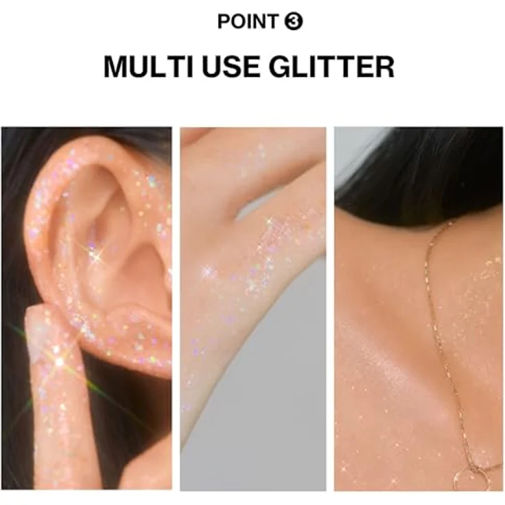 Unleashia Get Loose Glitter Gel, Glitzer für Gesicht, Körper und Haare, Farbton N°1 Aurora Catcher, holografischer Effekt, 4 g – Bild 6