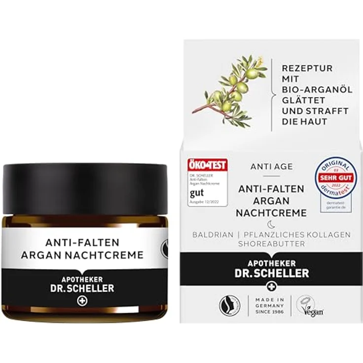 DR. SCHELLER Anti-Falten Argan Nachtcreme 50 ml, revitalisierende Nachtpflege mit Arganöl zur Faltenreduktion und Hautregeneration – Bild 1
