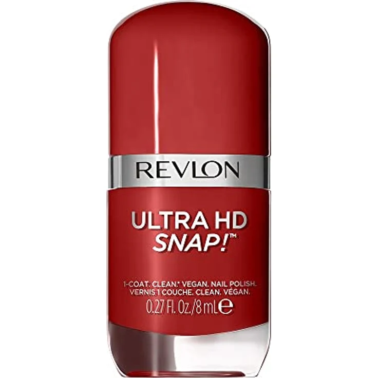 Revlon Ultra HD Snap Nagellack, vegane Formel, schnell trocknend, One-Schicht-volle Deckkraft, Farbe Rot und echt (014), 8 ml, Unisex – Bild 1