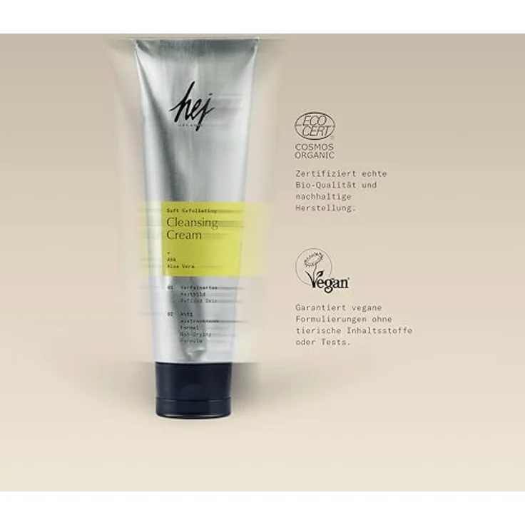 Hej Organic Soft Exfoliating Cleansing Cream, sanftes Gesichtspeeling mit AHA & NAD+ Booster für reifere Damenhaut, 100 ml – Bild 8
