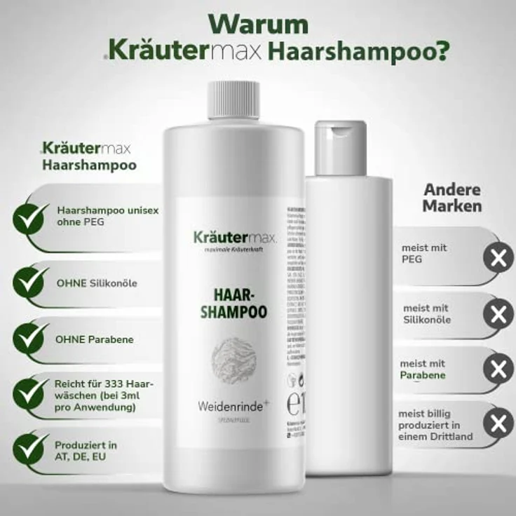 Kräutermax Weidenrinden Shampoo Läuse mit Weidenrinde Extrakt 1 x 1000 ml, natürlicher Schutz und schonende Reinigung – Bild 3
