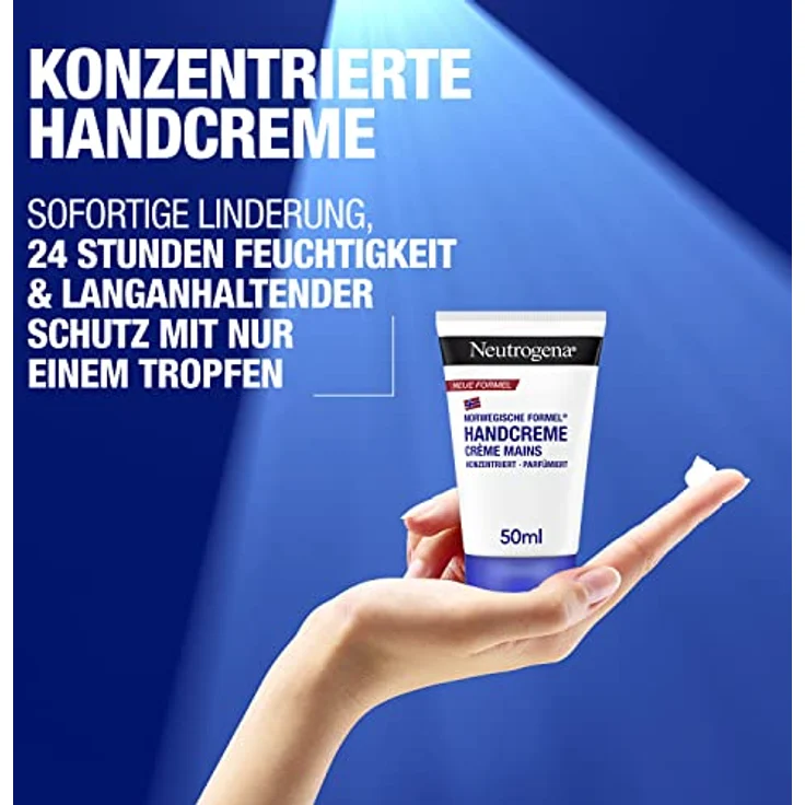 Neutrogena Handcreme konzentriert parfümiert (50ml), beruhigende Feuchtigkeitscreme mit 40% Glycerin + Vitamin E bei extrem trockenen, rissigen Händen – Bild 2