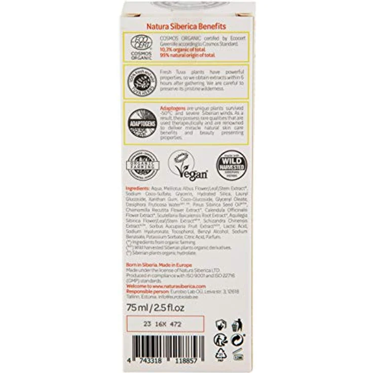 Natura Siberica Bio-zertifiziertes Hyaluron-Peeling-Gel, sanftes Gesichtspeeling mit Kuril Tee und Zirbenöl für alle Hauttypen, 75 ml – Bild 3