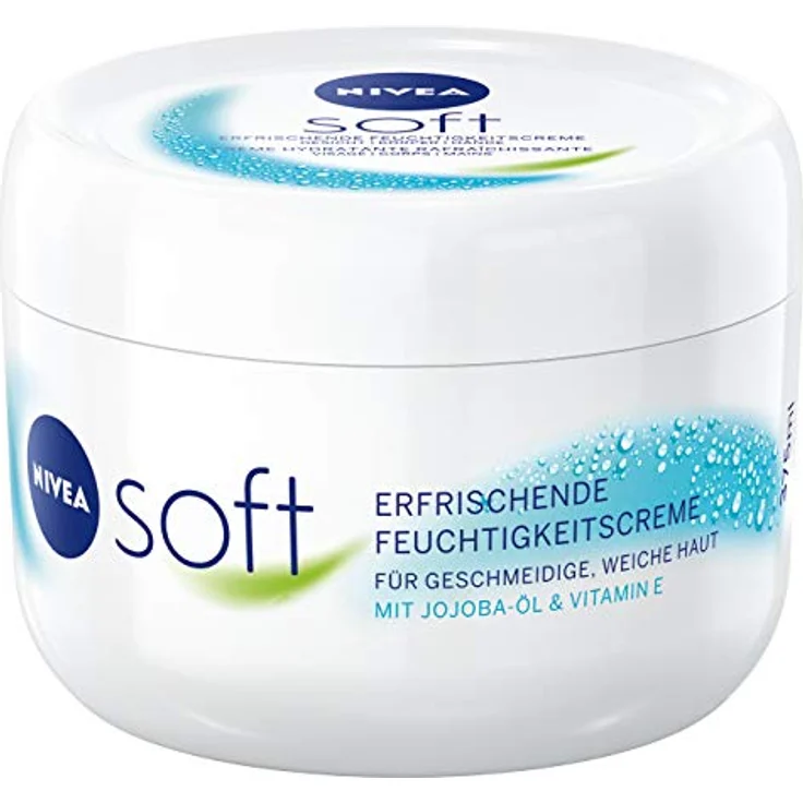 NIVEA Soft, erfrischende Feuchtigkeitscreme mit Vitamin E und Jojoba-Öl, schnell einziehend, 375 ml für Gesicht, Körper & Hände – Bild 1