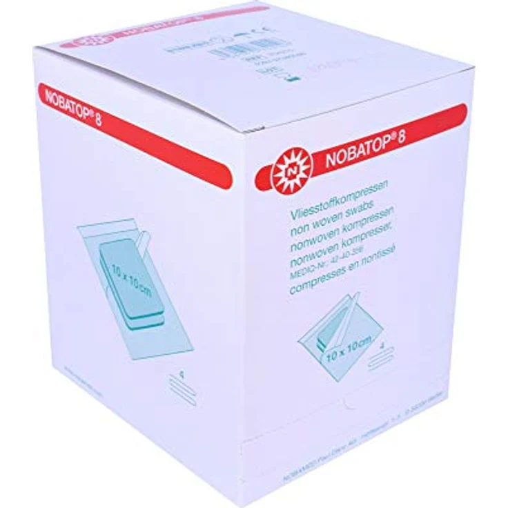 Noba Nobatop 8 sterile Vliesstoffkompressen 4 - fach 50 x 2 Stück 10 x 10 cm – Bild 2
