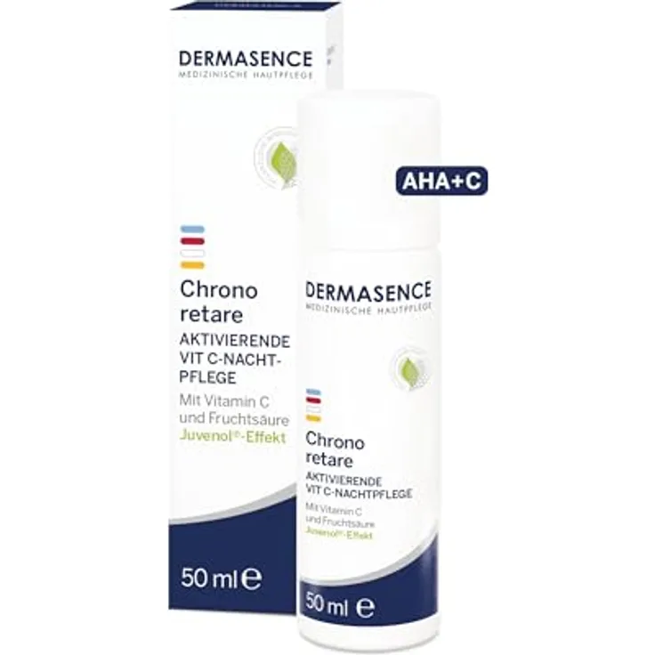 DERMASENCE Chrono Retare VIT-C Nachtpflege, 50 ml, Anti-Aging Nachtcreme mit Vitamin C & Fruchtsäure, parfümfrei, für reife Haut