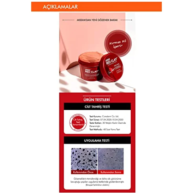 Missha Amazon Red Clay™ Gesichtsmasken, reinigende Maske zur Reduktion von Hauttalg und Verkleinerung der Poren, 110 ml – Bild 3