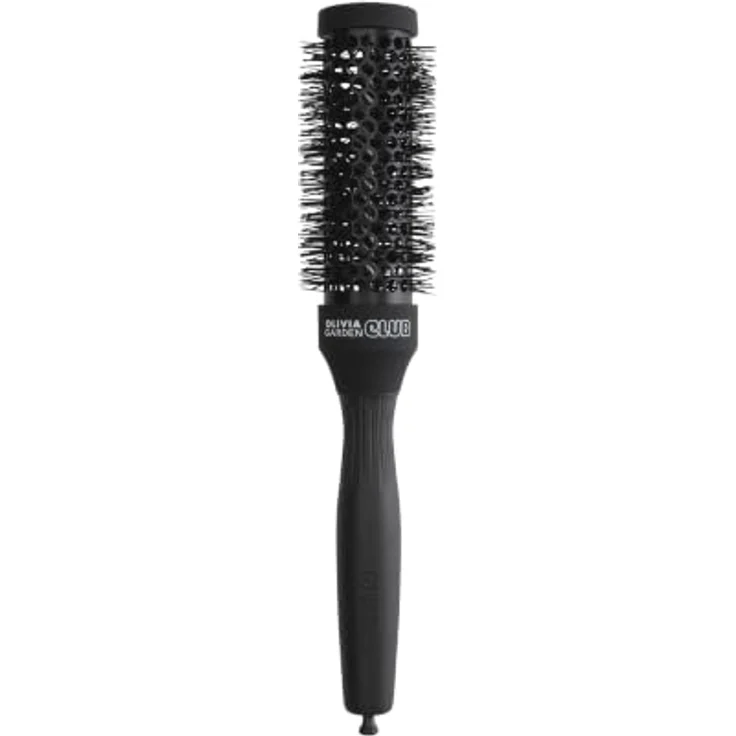 Olivia Garden Club THE GLOW Blowout Ceramic Round Brush, schwarze Rundbürste mit ergonomischem Griff und Turmalin-Ionen-Technologie – Bild 1