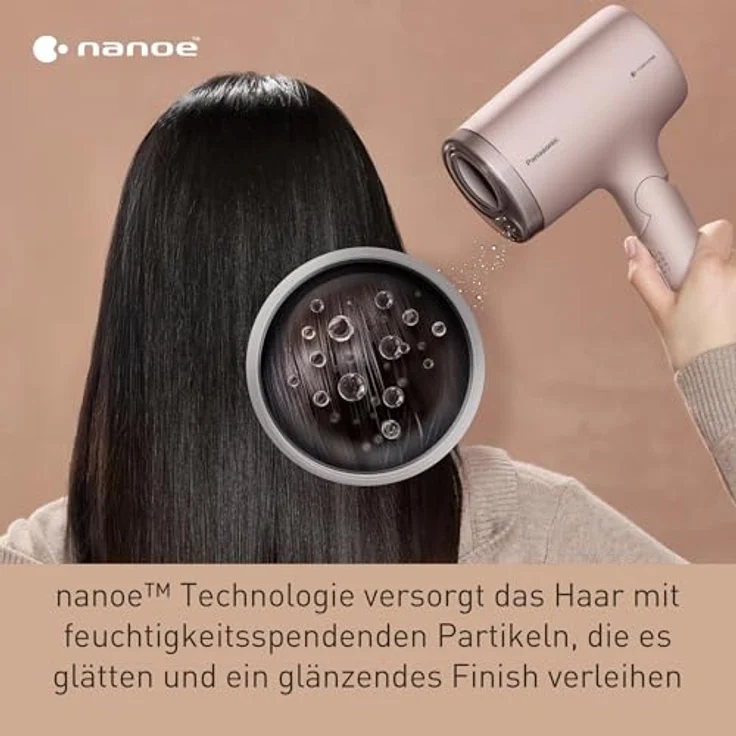 Panasonic EH-NA7M-P825 nanoe Haartrockner, 1600 W, faltbares Design, Schnelltrocknen, Konzentrator-Aufsatz, Hellrosa – Bild 3