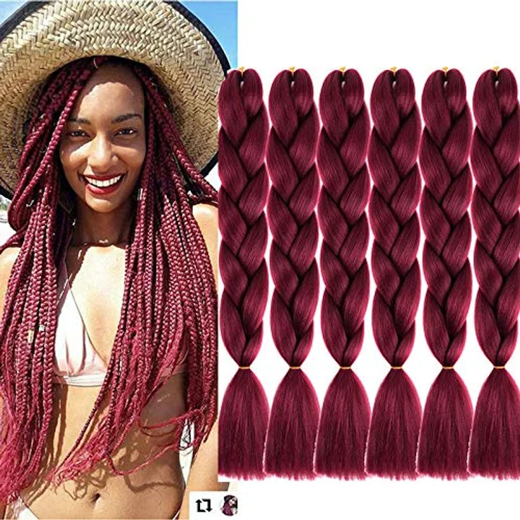 Shangxiu Jumbo Braid Kunsthaar, 24" (60cm) hitzebeständige Haarverlängerungen, 6 Stück, Yaki Textur, geeignet für diverse Flechtfrisuren – Bild 1