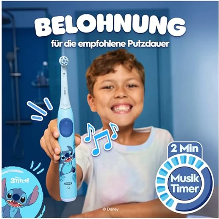 Oral-B iO Kids 6+ Stitch, Elektrische Kinderzahnbürste mit Musik-Timer, 3 Modi und Reise-Etui, Aufsteckbürsten, ab 6 Jahren – Bild 5