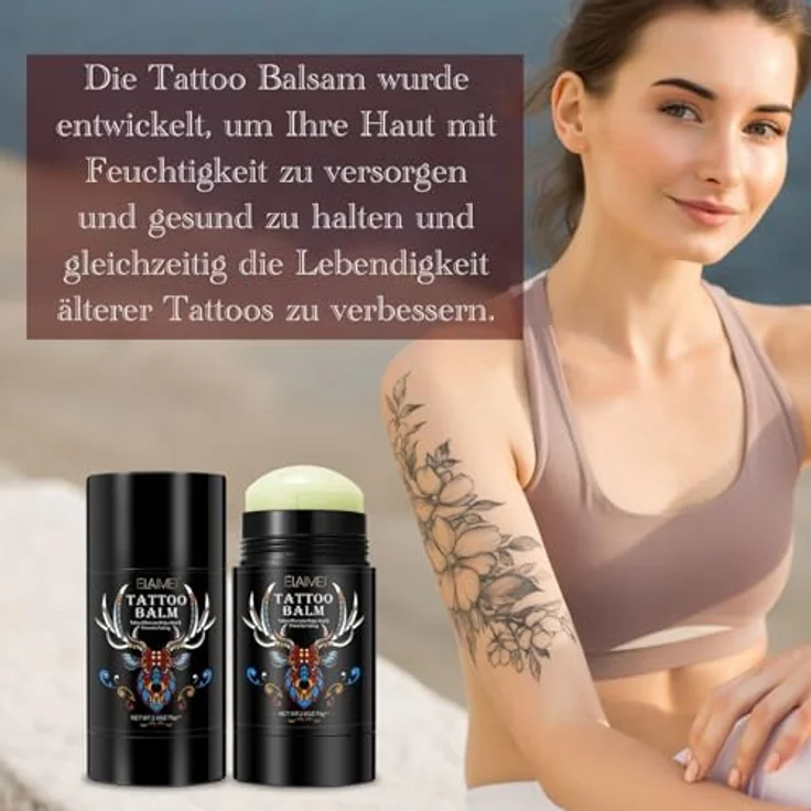P-Beauty 2x Tattoo Butter Balsam, Pflegecreme mit Vitamin E, 75g - Aftercare für Tätowierungen, unterstützt Heilung & Feuchtigkeit, Schutz gegen Austrocknen, Minzaroma – Bild 2