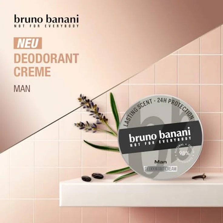 bruno banani Deo Creme Man, 24-Stunden-Creme-Deodorant für Männer, 40ml, mit Duftnoten von Lavendel, Nelken und Tonkabohne – Bild 4