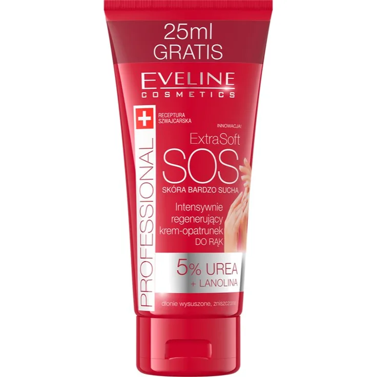 Eveline Cosmetics Extra Soft SOS Handcreme, 100 ml, feuchtigkeitsspendend für trockene und beanspruchte Haut